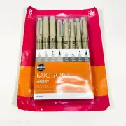 Sakura PIGMA Micron & Brush Set of 8 Pens Grays - 50167 - Archival Ink - New