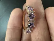 585 14K RG Stamped Symmetric Purple Amethyst Gemstone Size 7 Ring