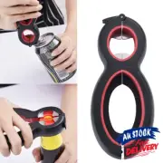 6 in 1 Jar Can Opener Multi-Purpose Lids Cap Bottle Opener Easy Grip Manual New