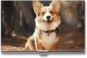 [LKHDS] Slim Aluminum Alloy Business Card Holder Corgi Dog Pocket Business Card Case Portable Business Card Wallet Business Card Holders Handheld Card Box for Women Men, style, One size, Style, One size