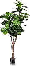 LYERSE Artificial Fiddle Leaf Fig Tree - 5ft Fake Ficus Lyrata Plant with 78 Decorative Fiddle Leaves in Plastic Pot Artificial Tree for Indoor Outdoor House Home Office Perfect Housewarming