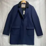 Cartonnier Anthropologie Navy Wool-Blend Coat Size M Classic Tailored Look