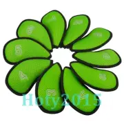 10pcs/set Green Meshy Golf Iron Club Head Covers 3-9,P,S,A fit Right Hand Irons