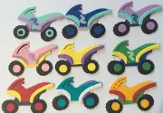 FOUR WHEELER/QUAD Pre-Made Die-Cuts(3pc)ATV•Sand Dunes •Raptor•Riding•Trail•Dirt