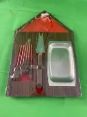 Vintage (new old stock) Wood & Red Plexi Cheese & Olive Serving Tray