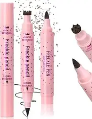 Noerrors 2 x Freckle Stamp Pen for Naturally Lifelike Freckles 2 in 1 Freckle Stamp Eyeliner and Soft Dot Dot Pen Waterproof Long-Lasting Makeup #Light Brown