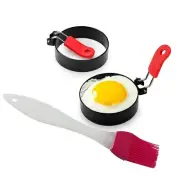 2Pcs 3 " Fried Egg Molds + 1Pc Oil Brush Breakfast Tool Egg/Pancake Rings Set