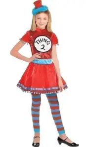 Party City Dr Seuss Dress Costumes for Girls, Thing 1 & Thing 2 (Small) -...