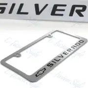 Chevrolet SILVERADO Chrome Brass Metal License Plate Frame with Chrome Caps NEW