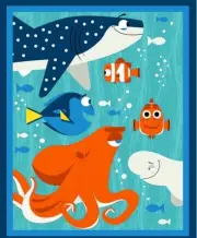 Finding Dory - A New Adventure - 36" x 44" PANEL,100% Cotton Fabric