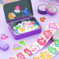 在飛比找PChome24h購物優惠-彩虹熊 Care Bears 彩色鐵盒 造型貼紙60入