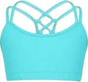 [Yhong] Kids Girls Basic Sports Training Bra Criss Cross Back Gymnastics Running Tank Tops Dancewear Activewear