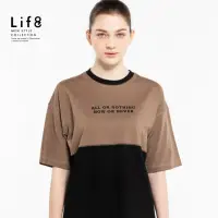 在飛比找momo購物網優惠-【Life8】Life8 跳色拼接 短袖上衣(10793)