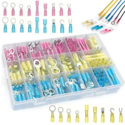 270 Pcs Heat Shrink Butt Wire Connector Ring Hook Spade Barrel Crimp Terminal US