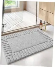 Long Light Grey Bathroom Runner Rug- 24"x43" Absorbent Bath Rugs Non Slip