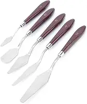 Tnfeeon 5pcs Painting Knife Set, Stainless Steel Palette Knives, Assorted Shapes for Oil Canvas Acrylic with Corrosion, Professional Artist Tools for Large Paintings, Murals,