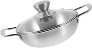 Abaodam 1 Set Double Handle Food Wok Portable Stainless Steel Hot Pot for Outdoor Camping and Picnics Safe Ergonomic Design Easy to Clean Great Kitchen Cooking Supply