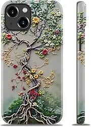 LUXMERRY for iPhone 14 Plus Case - Wireless Charging Compatible - Dual-Layer Hard Shell + Silicone Cover - Shockproof Protective Phone Case with Trendy Designs for Women - Tree of Life