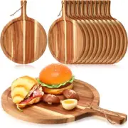 12 Pack Wood Serving Tray With Acacia Cutting Board Bulk Handle Round Wooden