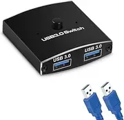 USB 3.0 Switch Selector KVM Switch 5 Gbps 2 in 1 Out USB Splitter USB 3.0 Zwe V7J5 for 2 Computer Share Keyboard Mouse Printer, with 2 USB Cable