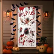 Spooky Halloween Door Glass Sticker - Help US with Zombie Hands,Haunted House Decoration Window Door Cover for Indoor Outdoor Decoration (78X25 Inches)