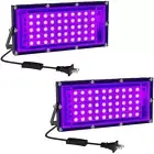 50W LED Black Light 2 Pack, Black Lights for Glow Party, Ultra Thin Black Lights