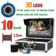 10 Inch 15/30/50M HD 1000TVL Fish Finder Underwater Fishing Camera White+IR LED