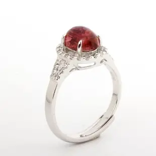 【寶石方塊】天然紅碧璽戒指-925銀飾-紅紅火火-活圍設計