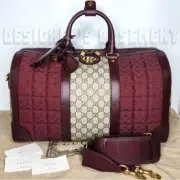 GUCCI Original GG MARMONT Burgundy leather quilted Mini-GG-Canvas Sml Duffle Bag