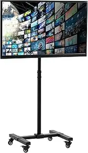 VIVO Mobile TV Cart for 13 to 50 inch Screens up to 44 lbs, LCD LED OLED 4K Smart Flat and Curved Monitor Panels, Rolling Stand, Locking Wheels, Max VESA 200x200, Black, STAND-TV07W