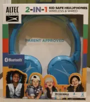 Altec Lansing 2-in-1 Bluetooth & Wired Kid-Safe Headphones - Blue (MZX250)