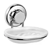 Vacuum Suction Cup Soap Dish Holder by – Strong Stainless Steel Sponge Chrome