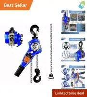 Versatile Lever Chain Hoist 1650LBS with Swivel Hooks for Easy Positioning