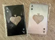Get 2 for 1 - ACE of SPADES Metal Card Bottle Opener Wallet Size silver + black