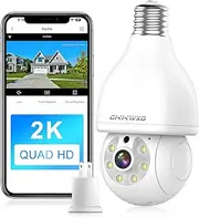 CiKiKWXO Light Bulb Security Camera,2K Wireless Light Bulb Camera,2.4GHz WiFi Light Socket Security Cam with Motion Detection,Two-Way Talk,24/7 Recording,Compatible with Google Assistant & Alexa