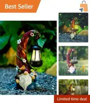 Solar-Powered LED Gnome Garden Statue - Charming Outdoor Decor for All Seasons