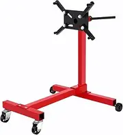 AUSWAY Heavy Duty Engine Stand Folding Automotive Motor Holder Hoist Car Rebuild Storage Support Steel Crane Workshop Repair Mount Dolly 450kg with Wheels