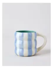 [Vue] Bubble Mug in Hand Painted Blue Stripe