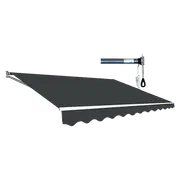 Motorised Outdoor Folding Arm Awning Retractable Sunshade Canopy Grey 4.0m x 3.0m