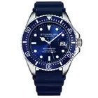 Stuhrling 3950R 2 Aquadiver Quartz Date Blue Rubber Strap Mens Watch