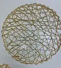 Set of 6 Gold Woven Paper Round Placemats NEW