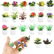 Amaxiu Dollhouse Miniature Plant, 20PCS Mini Plant Pots Set, Realistic Miniature Bonsai, Resin Material, Multicolor, 1:12 Scale, Gardening Theme