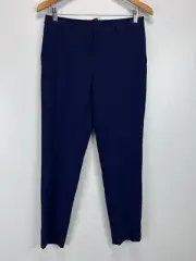 NEW! St. John Caviar Jennifer Pants Sz 4 Navy Front Split Hem Ankle MSRP $395