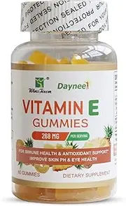 268mg Vitamin E Gummies, Vitamin E Supplements for Men and Women Immune Health & Antioxidant Support - Pineapple Flavor Gummy 60 Count