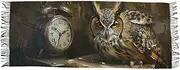 [XYMZR] Retro Owl Book Clock Women’s Scarf Soft Warm Long Scarves Shawl Wrap for Winter Autumn Spring Travel Office Home, Multi-colored