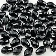 YUEXIGO 150pcs 4x6mm Teardrop Crystal Glass Beads for Jewelry Making, Faceted Vertical Hole Teardrop Glass Spacer Beads for Wind Chimes Bracelet Earring Necklace DIY Craft(Black)