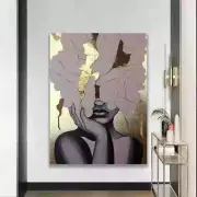 Black And Gold Modern Woman Feminine Unframed Canvas Print Australian Wall Art