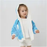 在飛比找Yahoo奇摩購物中心優惠-Baby童衣 動物斑紋披風外套 珊瑚絨造型連帽外套 兒童加厚