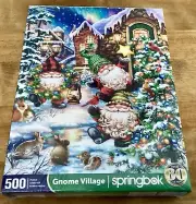 2022 SPRINGBOK 500 Piece Jigsaw Puzzle, Gnome Village Christmas Themed, NEW, USA