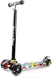 Graffiti Children's Scooter, Suitable for 3-6-8 Years Old Flash Baby Scooter, Suitable for Beginners and Children, The Best Birthday Boys and Girls